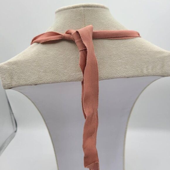 J Crew Nude Pink Lucite Gold Tone Link Ribbon Necklace - Picture 2 of 11